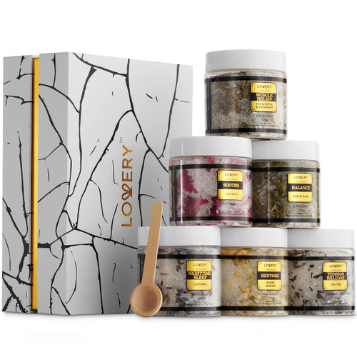 Gifts for Women Who Have Everything Spa Gift Basket, Epsom Bath Salts Gift Basket Set, Self Care Salt W/Essential Oil, Gifts for Mom, Her, Lavender, Eucalyptus, Lemon, Coconut, Tea Tree, Honey Almond