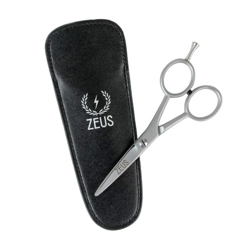ZEUS Stainless Steel Beard Trimming Scissors for Men with Leather Case