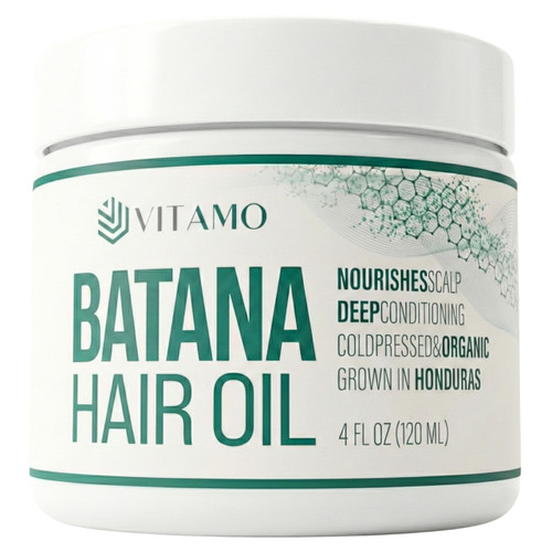 Vitamo 100% Organic Batana Natural Hair Growth Oil | Pure Elaeis Oleifera | Cold Pressed for Maximum Potency | Dr. Sebi Inspired Scalp & Hair Shine Treatment for Men and Women | No Burnt Smell
