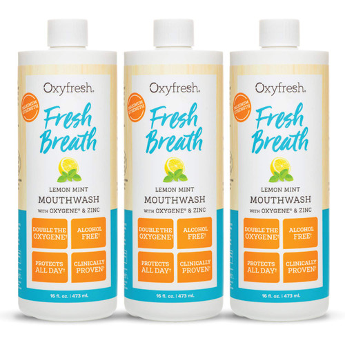Oxyfresh Premium Lemon Mint Fresh Breath Mouthwash – SLS & Fluoride Free