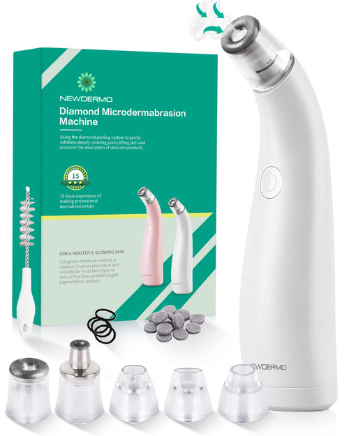 NEWDERMO 2-in-1 Microdermabrasion Machine for Facial (White)