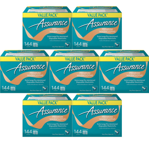..Assurance Premium Washcloths Value Pack 144 Count Carton, 7-Pack