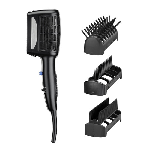 INFINITI PRO CONAIR 3-in-1 Styling Hair Dryer, 1875W Blow Dryer with 3 Styling Attachments to Detangle, Straighten, and Volumize, Tourmaline Ceramic Coating and Ionic Conditioning, Black