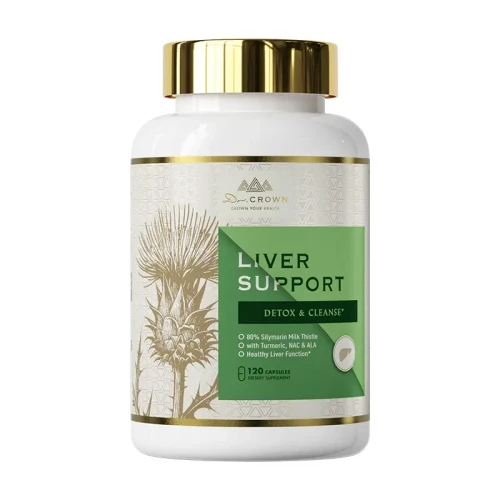 Dr. CROWN Liver Support Supplement for Detox & Cleanse with Milk Thistle, NAC, ALA & Turmeric - 120 Capsules