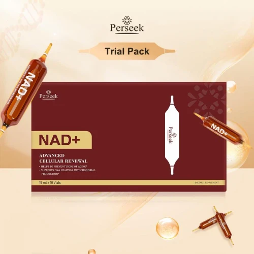 Perseek NAD for Anti-Aging – 1200Mg Advanced Cellular Renewal | Enhances Skin, Energy & Focus – 10 Vials