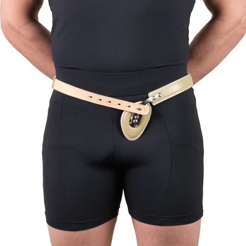 Hernia Truss, Single Spring, Inguinal Pad Compression, Plated Steel Shank, Adjustable, 40 Inch Hip (Left)