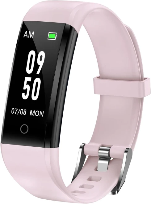 No Bluetooth Pedometer Watch Fitness Tracker No Phone Needed, Step Counter Calories/Sleep Tracker for Walking Running for Men Women Waterproof (Pink)