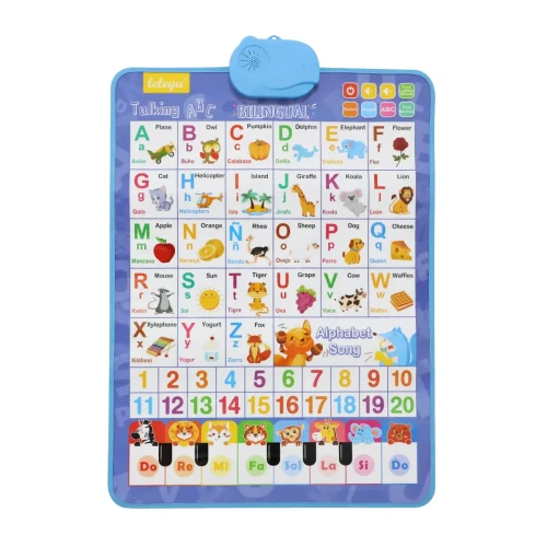 Bilingual Talking Wall Chart for Kids Ages 1–6 – English & Spanish Educational Poster with Songs, Sounds & Games – Interactive Learning Toy for Toddlers, Preschool, Home & Classroom Use