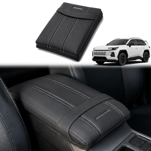 Center Console Cover for All-New Toyota Rav4 2026 Accessories(XA60), Leather Armrest Cover Center Console Lid Cover Cushion Protector for 2026 Toyota Rav4 Accessories