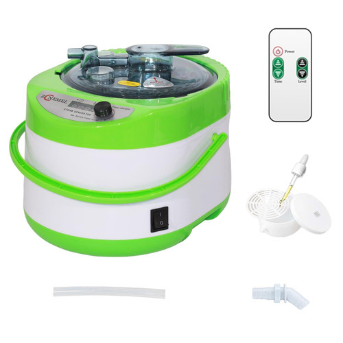 ZONEMEL 4 Liters Sauna Steamer, Portable Steam Generator with Remote Control, Stainless Steel Pot, Spa Machine with Timer Display for Body Detox (US Plug, Green)