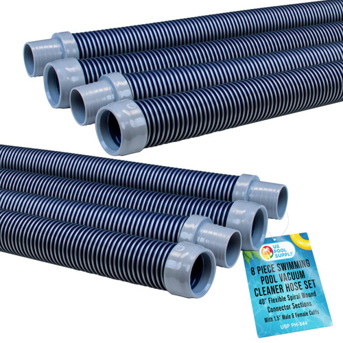 U.S. Pool Supply Pool Vacuum Hose, 8 Piece Pool Hose Set, 40" Blue Flexible