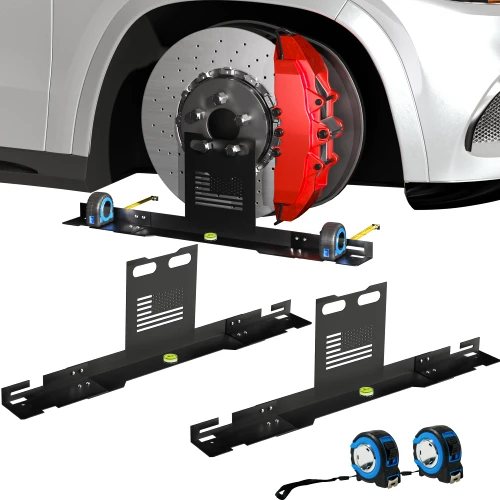 Upgraded Heavy Duty Wheel Alignment Tool Kit, Rust-Proof Coating Automotive Toe Alignment Tools with 2 Tape Measures Hub Stands Balancing Plates for Cars Trucks Jeeps SUVs Trailers