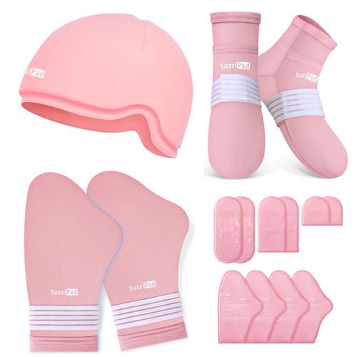 SuzziPad Chemo Care Package Cooling Gloves & Socks & Cold Cap, Pink, S