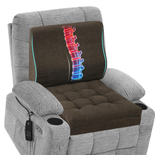 baibu Memory Foam Recliner Cushions with Lumbar Support Pillow Set for Elderly, 20x20x5 Inch Dual-Layer Design Non-Slip Recliner Seat Cushion & Back Support Pillow for Reduce Hip & Lumbar Pain, Brown