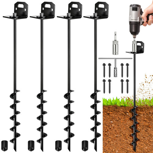 25" Ground Anchors Screw in, 4 Pack Shed Anchors Kit