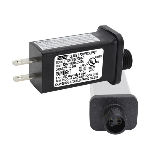PremierAdapter 5V 2A CZJUTAI JT-DC050V2000 IP44 Low Voltage LED Driver US CA Plug Replacement for String Light, Projector Light, Fairy Lights (5V2A)