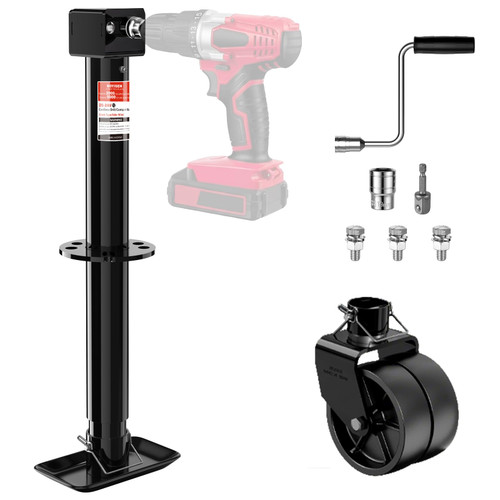 BOYISEN A-Frame Trailer Jack 2-in-1 5000lbs Foot Plate & 2000lbs Dual-Wheel