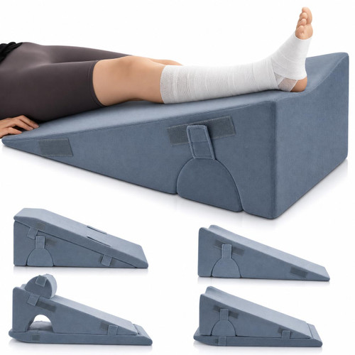 Ganondorf Adjustable Leg Elevation Pillow, Orthopedic Bed Wedge Set for Sleeping, Reading & Sitting Up, High Density Foam Post Surgery Leg Support for Knee, Back & Acid Reflux Relief, Single Leg Gray