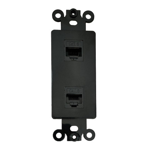 2 Port CAT6 Ethernet Insert Wall Plate Black - CAT 6 RJ45 Network Keystone Insert Cover Plate for Midsize/Oversize Wallplate