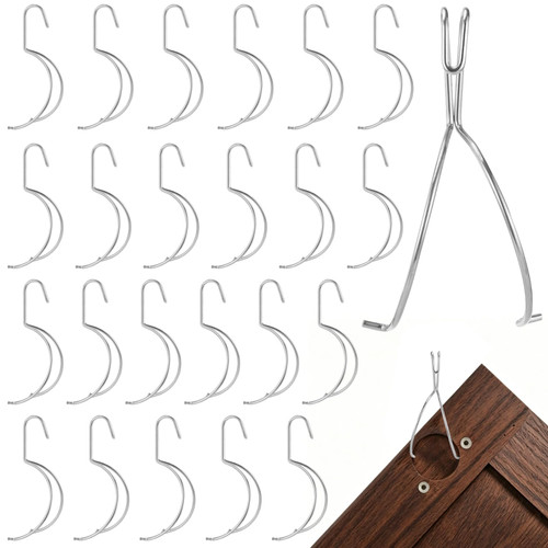 Joyibay 24 Pcs Cabinet Door Painting Hangers, Metal Spray Painting Hanging Hooks, Stainless Steel Hinge Hole Drying Hooks, Double Wire Drying Racks for Refinishing, Woodworking