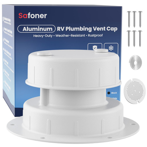 Safoner Aluminum RV Sewer Vent Cap,Plumbing Roof Vent Cover Replacement Kit