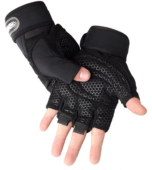 SUJAYU Workout Gloves, Gym Gloves for Men, Wrist Wraps Lifting Wrist Wraps Gloves for Working Out, Hand Out Gloves Fitness Gloves Full Palm Protection