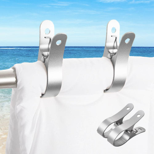 Marine Boat Railing Towel Clips, Large 2.3" Opening Metal Clips for Boat Rails, Windproof Beach Towel Holder Clips for Beach Chair, RV, Stroller, Camping, 2 PCS