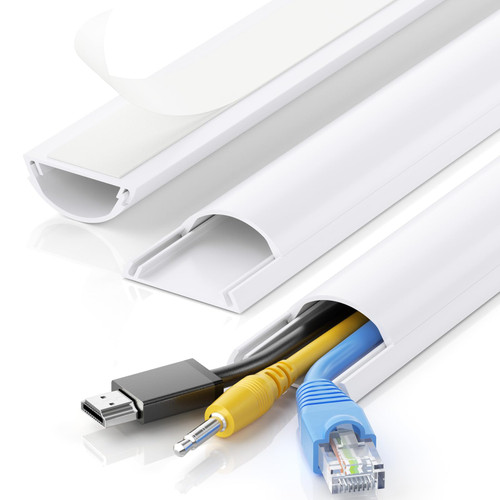 Yecaye 42.5in Cord Cover, Cord Hider for 2-3 Cords, W1.57in, H0.59in, White