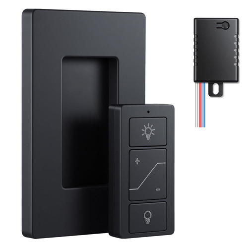 Wireless Dimmer Switch (Black), Remote Light Switch and Receiver kit, Compatible with Alexa Voice Control, Smart Wall Switch Lighting Fixture for Ceiling Pendant Lights