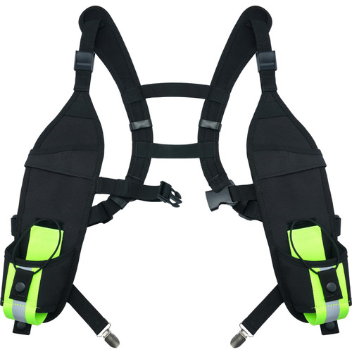 KUNN Universal Double Radio Shoulder Harness Holster with Reflective Pocket,Two Way Radio Holder for Motorola,Baofeng, no Chest Strap Walkie Talkie Holder for SAR,Police
