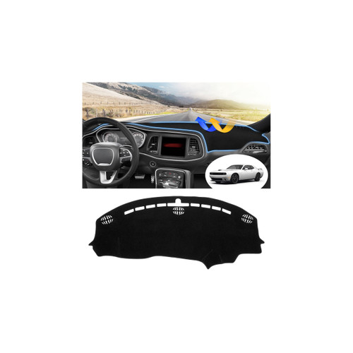 FIILINES Dash Cover for 2015-2024 Dodge Challenger, Dashboard Mat Exact Fit for Challenger Interior Accessories Dashboard Pad Carpet Dash Mat Sunshade Non-Slip Polyester Protector No Glare Black
