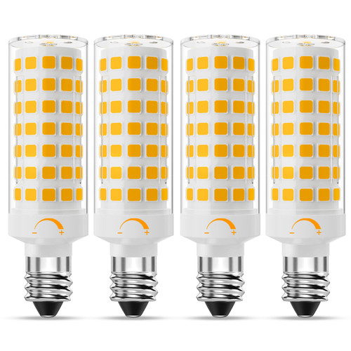E11 LED Bulb Dimmable,JDE11 120V 75W Halogen Candelabra Bulbs Equivalent,T3 T4 Mini Base JD E11 Bulb,3000K Warm White,7W 750LM E11 for Ceiling Fans,Chandeliers,Cabinet Lighting,4 Pack