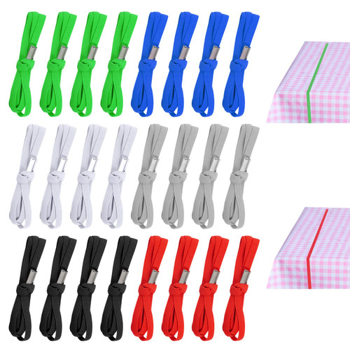 Tablecloth Strap Bands, 24 Pcs Elastic Table Bungees for Picnic Tables Outdoor Wedding Party, Round, Medium, Mixed Colors