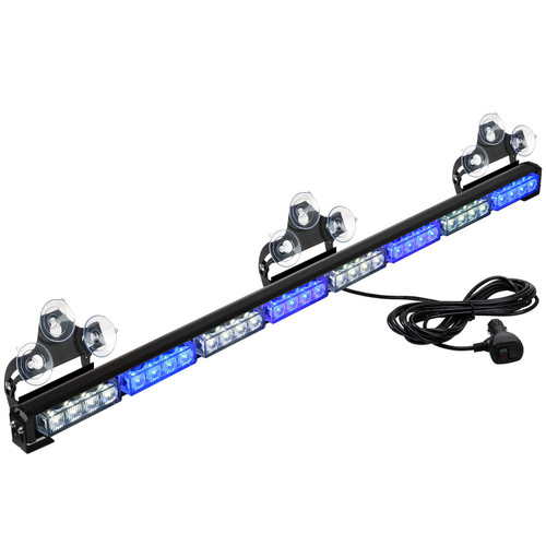 ASPL 36" 32LED Traffic Advisor Light Bar Warning Emergency Strobe Light Bar Directional Flashing Emergency Caution Lighting Led Safety Lights with 16 ft Straight Cord (Blue/White)