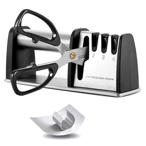 Knife Sharpener, Manual 4 in 1 Knife Sharpeners with Finger Protector