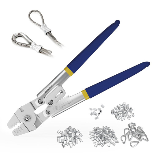 Sanuke Wire Rope Crimping Kit, Cable Swaging Tool Crimps up to 2.2mm