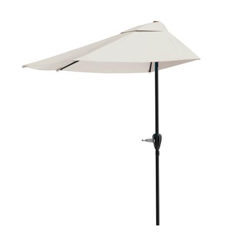 Pure Garden Half Umbrella Outdoor Patio Shade, 9ft, Champagne