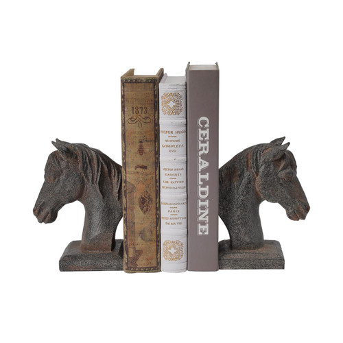 Braxio Horse Bookends Vintage Decor - Set of 2 Antique Rust Finished Horse Head Book Ends for Shelves Desk Office Decor Gifts 5.3 x 3.7 x 7 Inches
