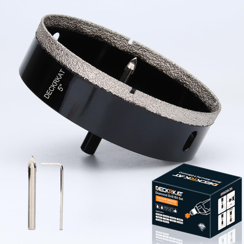 5 inch Diamond Hole-Saw Bits with Pilot Drill Bit -5" Diamond Tipped Tile Hole Saws with Guiding Bit Accurate Drilling for Porcelain Tile Ceramic Pottery Granite Stone Glass Bottles 125mm.