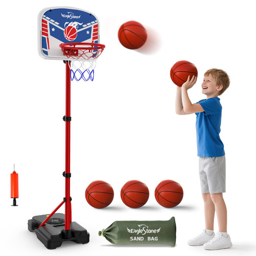 EagleStone Kids Adjustable Height Basketball Hoop with Stand Indoor Outdoor