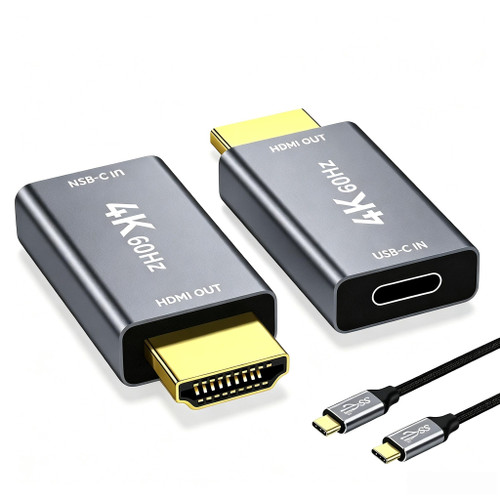 YAODEMA USB C Female to HDMI Male Adapter with USB C Video Cable, 4K@60Hz