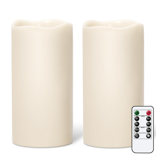 GenSwin Outdoor Flameless Led Candles Battery Operated Remote, 4 x 8 in