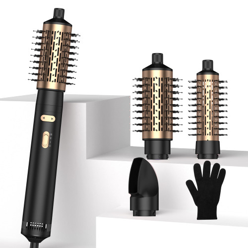 3 in 1 Rotating Hair Dryer Brush,Negative Ionic Professional Brush Blow Dryer with Detachable Brush(2" & 1.5"),3 Heats and 2 Speeds Rotating Hot Air Brush for Curling,Straight,Drying