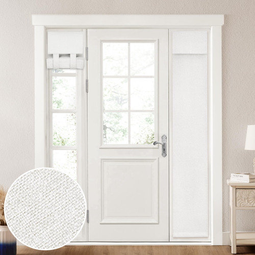 HOMEIDEAS 100% Blackout Linen Sidelight Curtains for Front Door W12xL68 Inch