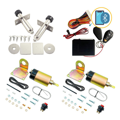 Two Door Shaved Door Handle Kit (Bluetooth) Popper Solenoid Street Rat Hot Rod Car Truck with Door Poppers Trunk Popper& Keyless Entry System Central Locking Remote Control Kit Universal (100lb)