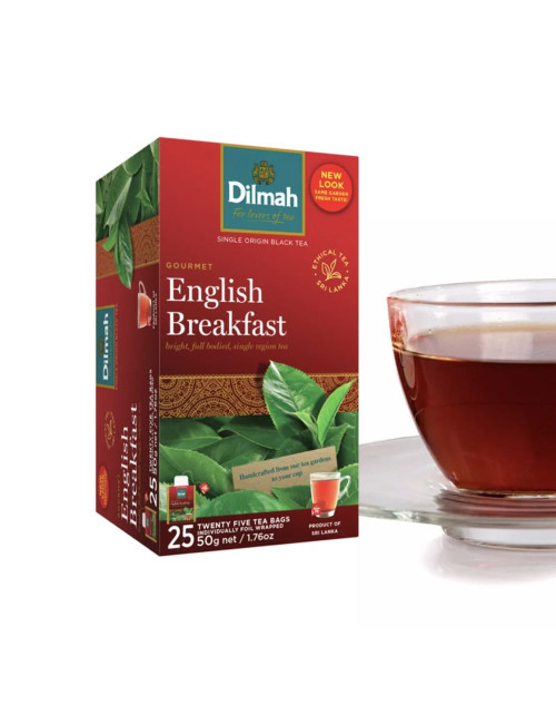 Dilmah English Breakfast Tea Bags | Individually Foil Wrapped 25 English Tea Bags