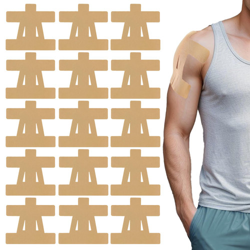 15 Pcs Kinesiology Tape Shoulder, Pre Cut Shoulder Tape Support, Elastic Waterproof Sports Tapes for Shoulders and Muscle Support (Skin Color)