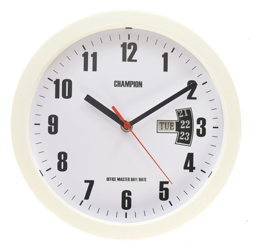 Bold 10 inch 250mm Day Date Quartz Wall Clock (White)