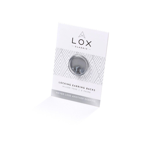 LOX Women's Secure Earring Backs - for All Types of Earrings - Easy to Adjust, Hypoallergenic, Safe and Easy to Use Earring Backs - 2 Pairs - Silver