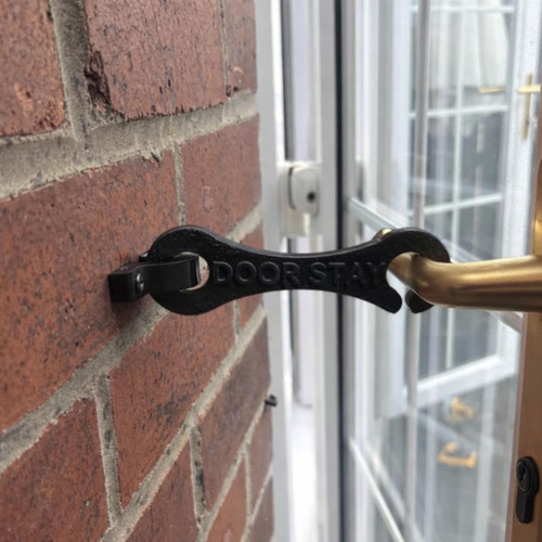 (2-Pack) Door Stay Patio Stay – Hook & Eye Door Holder for Fully Open French & Patio Doors (Black)